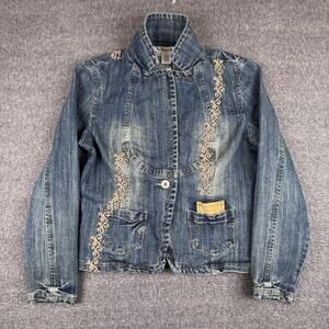 Vintage Villarreal Denim Jacket Womens Medium Embroidered Boho Western